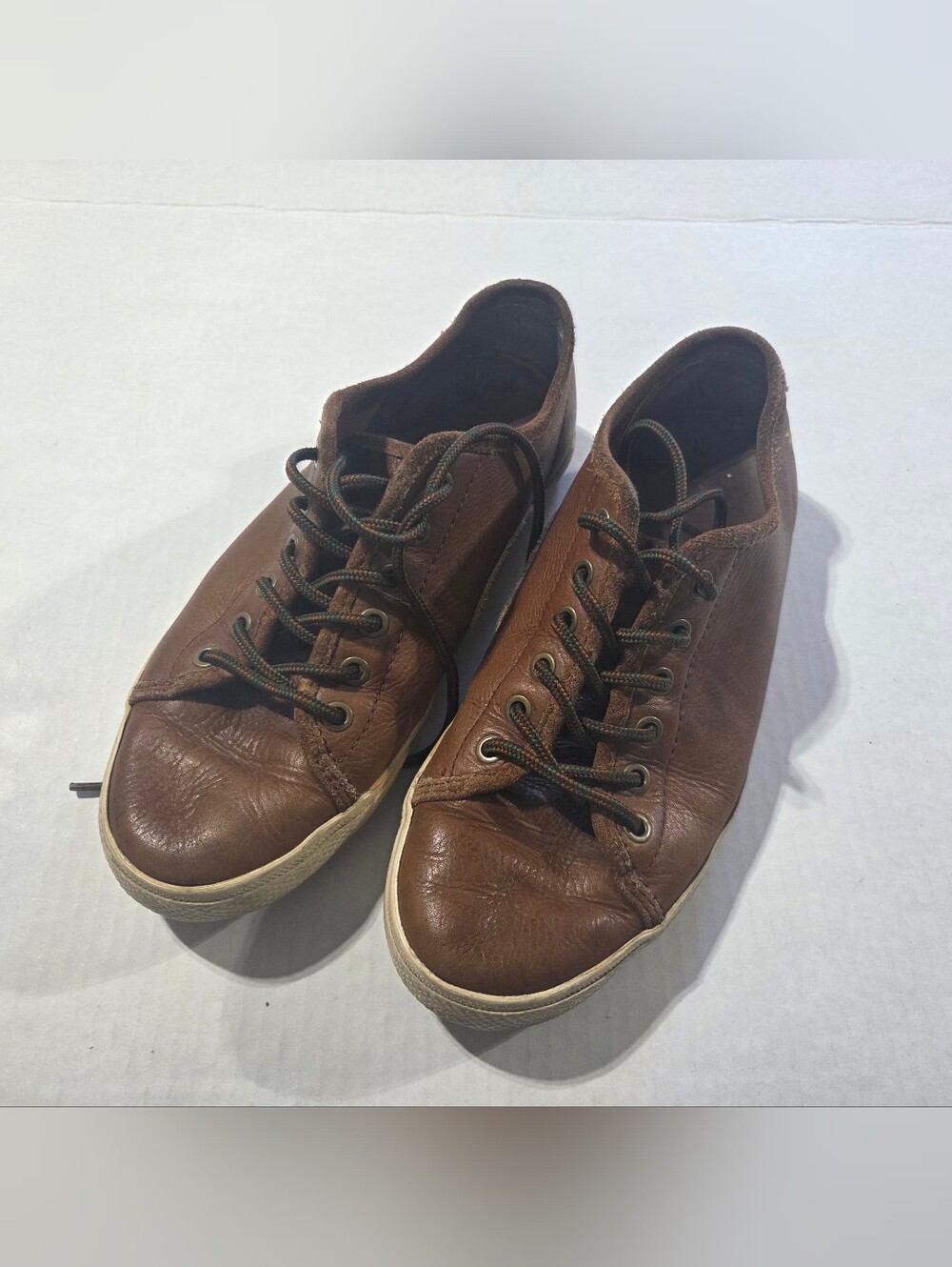 Men's Brown Leather Casual Lace-Up Sneakers